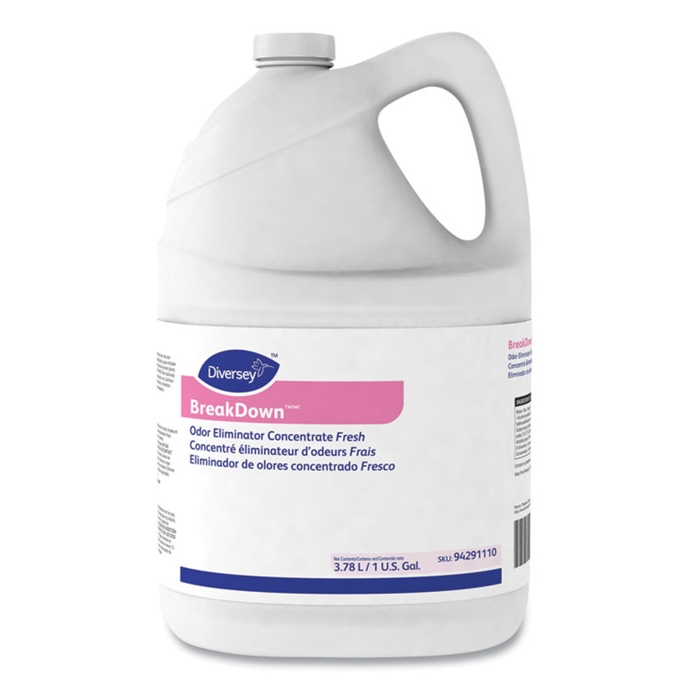 DIVERSEY 94355110 Breakdown Odor Eliminator, Cherry Almond Scent, Liquid, 1 gal Bottle, 4/Carton