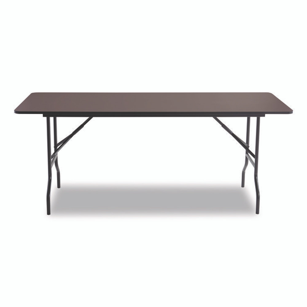 ICEBERG ENTERPRISES 55324 OfficeWorks Classic Wood-Laminate Folding Table, Curved Legs, Rectangular, 72" x 30" x 29", Walnut