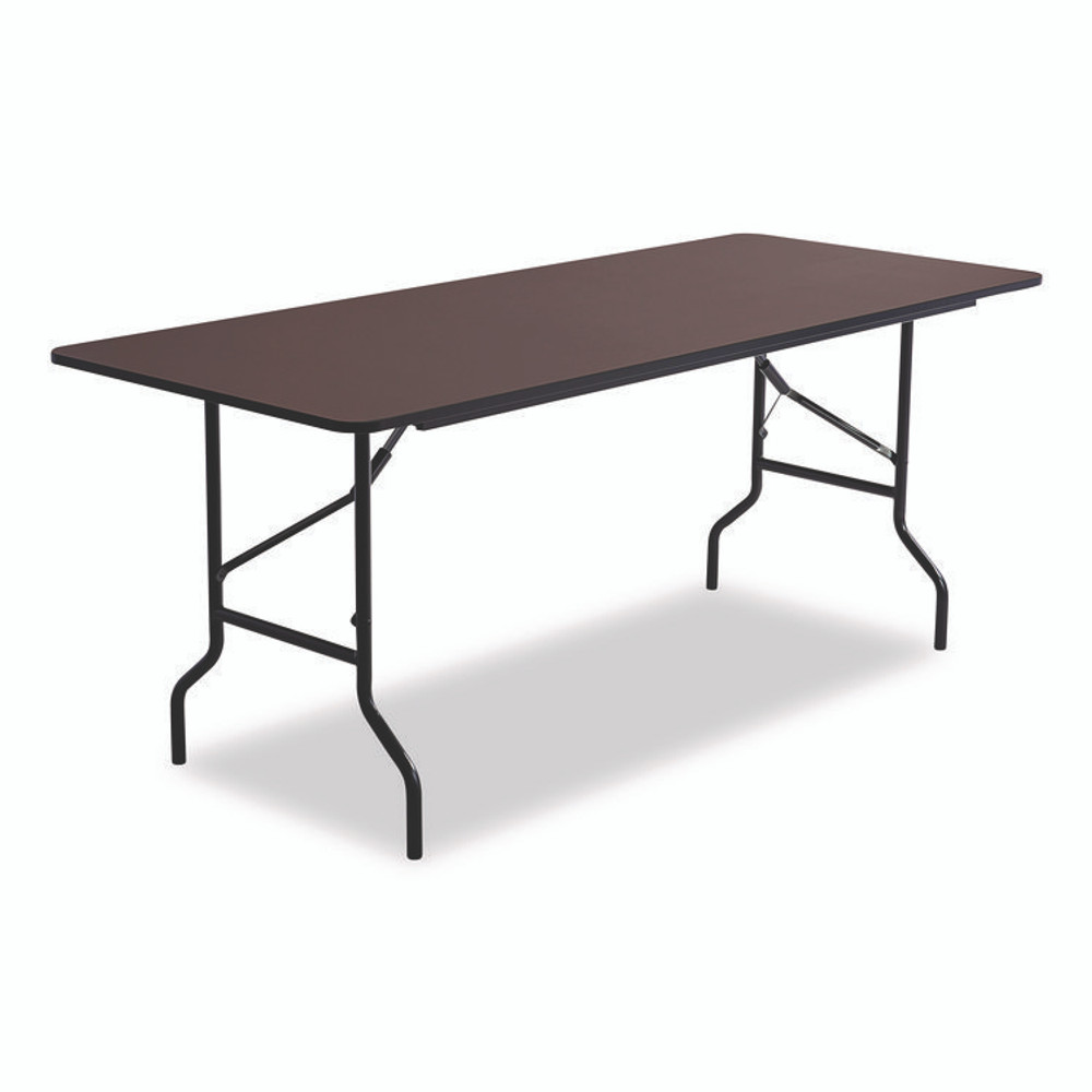 ICEBERG ENTERPRISES 55324 OfficeWorks Classic Wood-Laminate Folding Table, Curved Legs, Rectangular, 72" x 30" x 29", Walnut