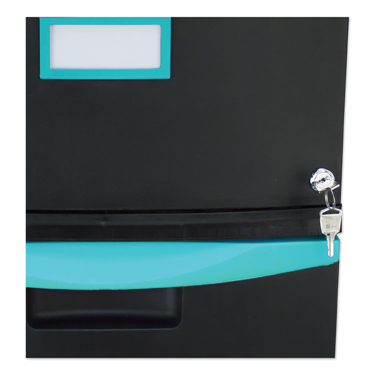 STOREX 61270U01C Single-Drawer Mobile Filing Cabinet, 1 Legal/Letter-Size File Drawer, Black/Teal, 14.75" x 18.25" x 12.75"