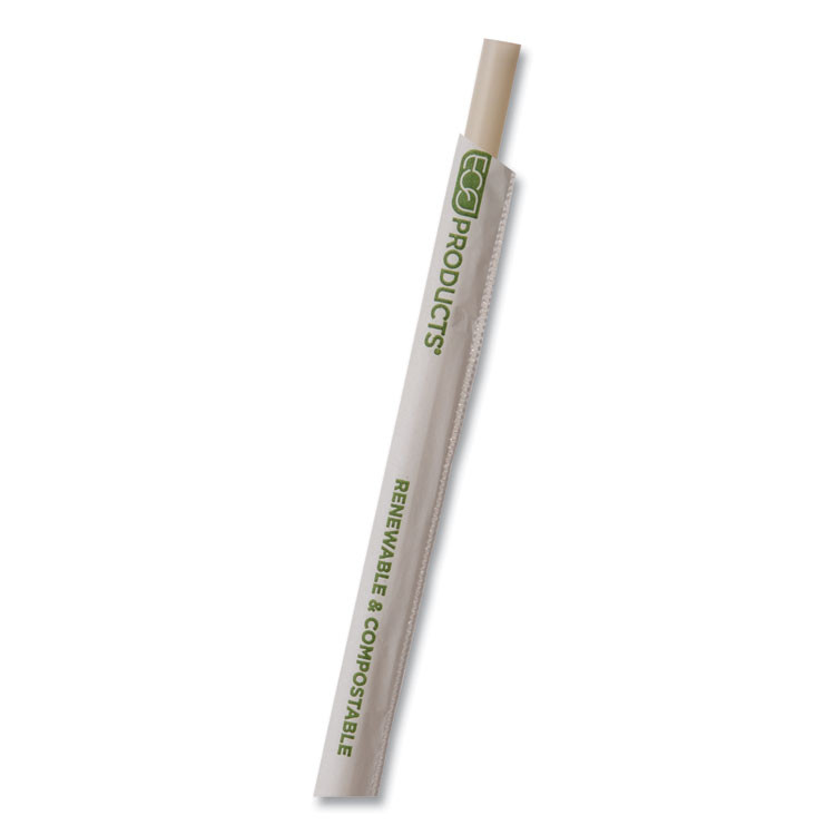 ECO-PRODUCTS,INC. EPSTPHA1025 Renewable and Compostable PHA Straws, 10.25", Natural White, 1,250/Carton