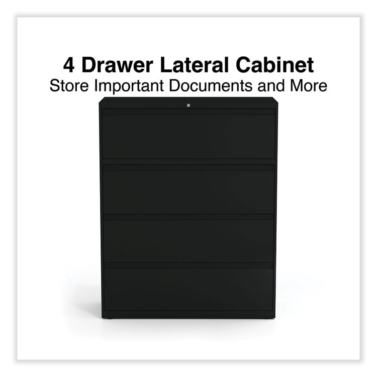 ALERA HLF4254BL Lateral File, 4 Legal/Letter-Size File Drawers, Black, 42" x 18.63" x 52.5"