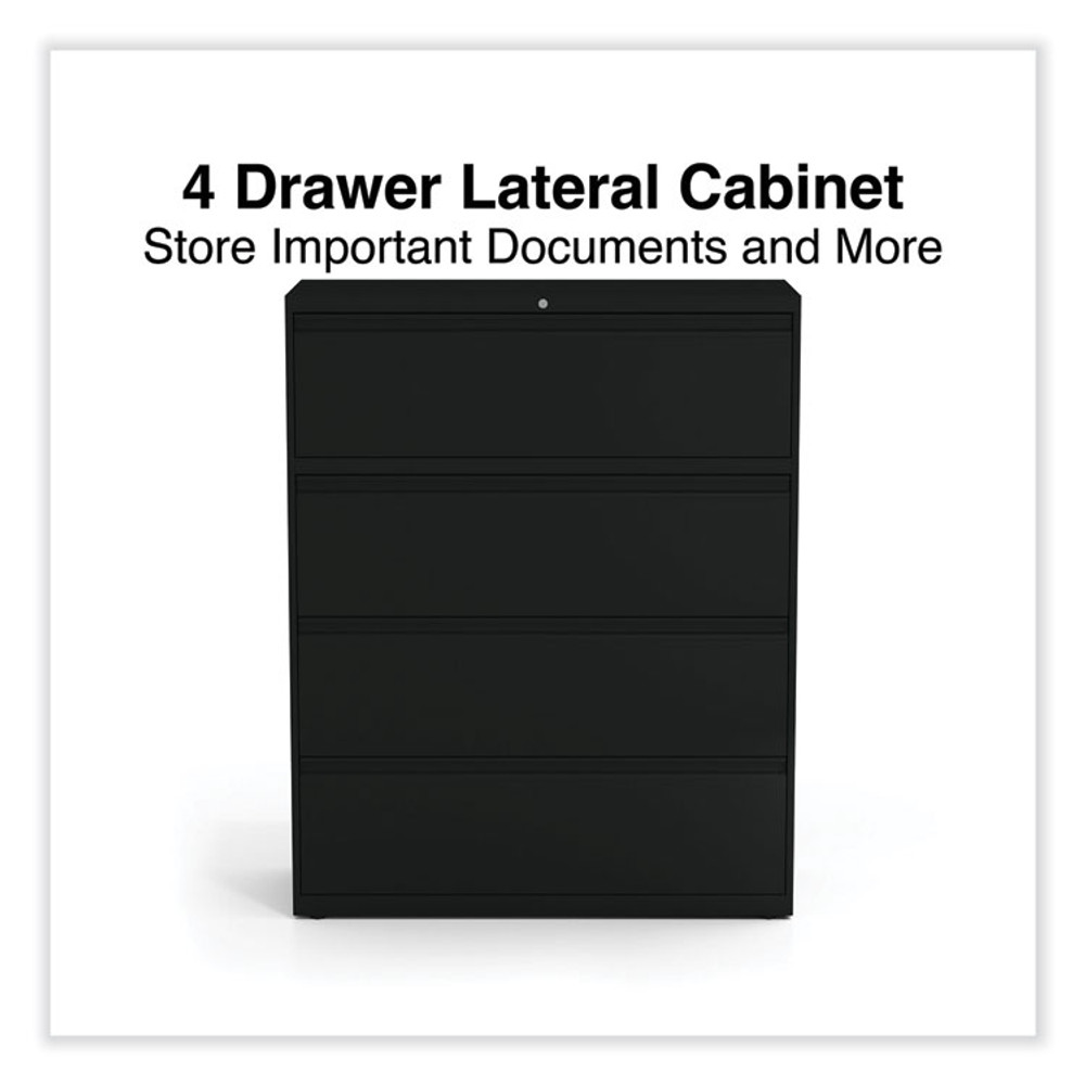 ALERA HLF4254BL Lateral File, 4 Legal/Letter-Size File Drawers, Black, 42" x 18.63" x 52.5"