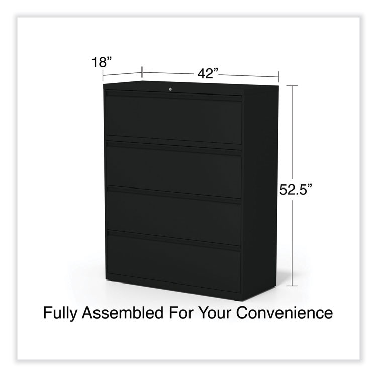 ALERA HLF4254BL Lateral File, 4 Legal/Letter-Size File Drawers, Black, 42" x 18.63" x 52.5"