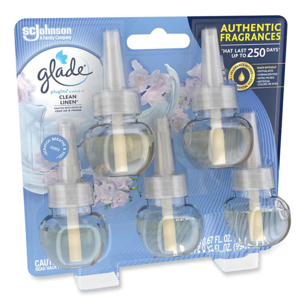 SC JOHNSON Glade® 322829 Plugins Scented Oil Refill, Clean Linen, 0.67 oz, 5/Pack
