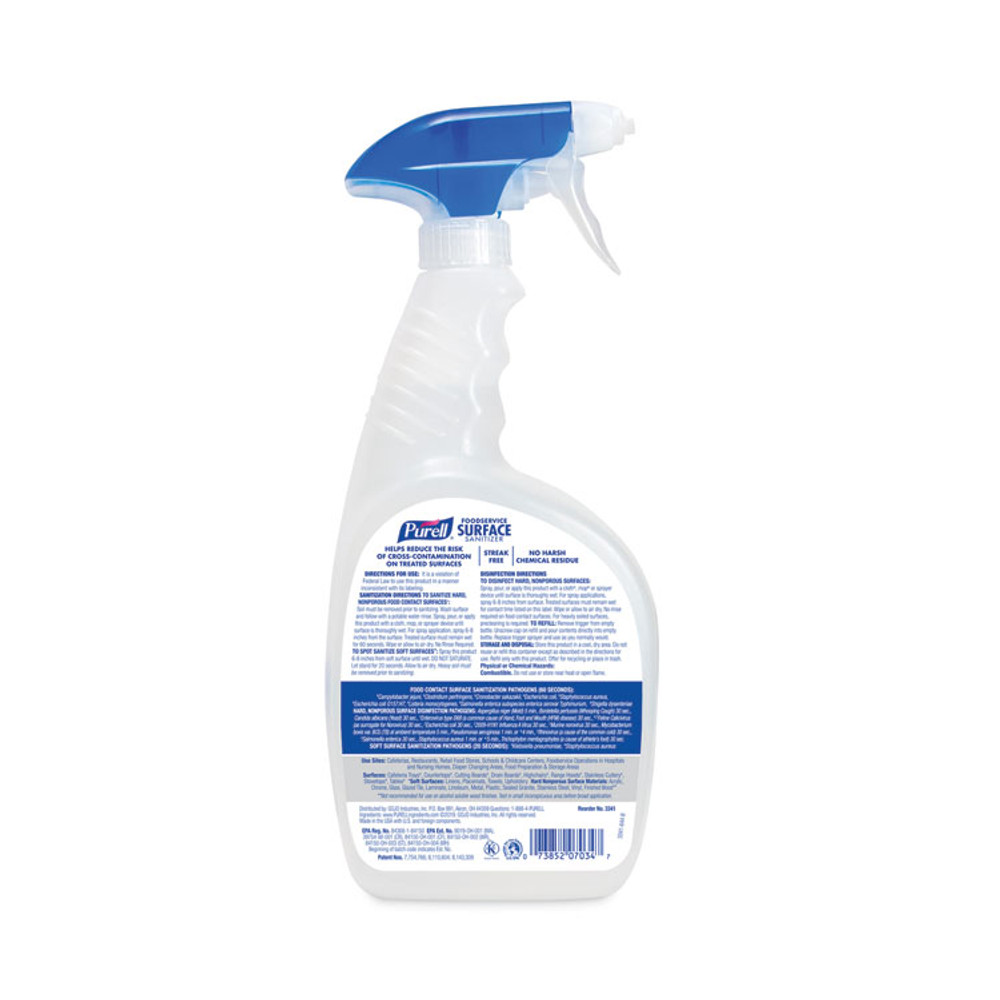 GO-JO INDUSTRIES PURELL® 334106CT Foodservice Surface Sanitizer, Fragrance Free, 32 oz Capped Bottle with Spray Trigger Included in Carton, 6/Carton