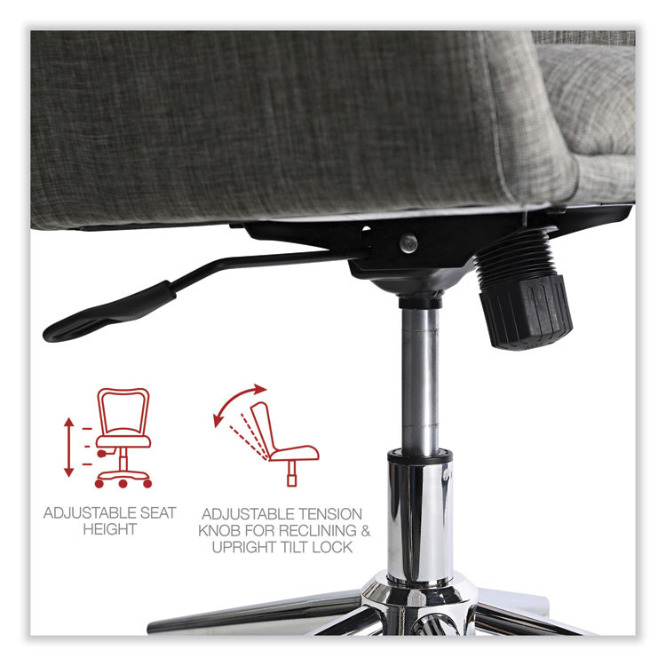 ALERA Workspace by WS4241 Mid-Century Task Chair, Supports Up to 275 lb, 18.9" to 22.24" Seat Height, Gray Seat, Gray Back