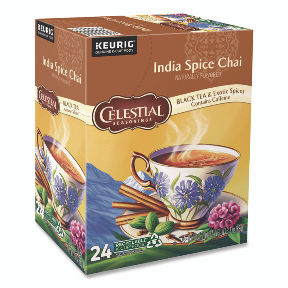 KEURIG DR PEPPER Celestial Seasonings® 14738 India Spice Chai Tea K-Cups, 24/Box