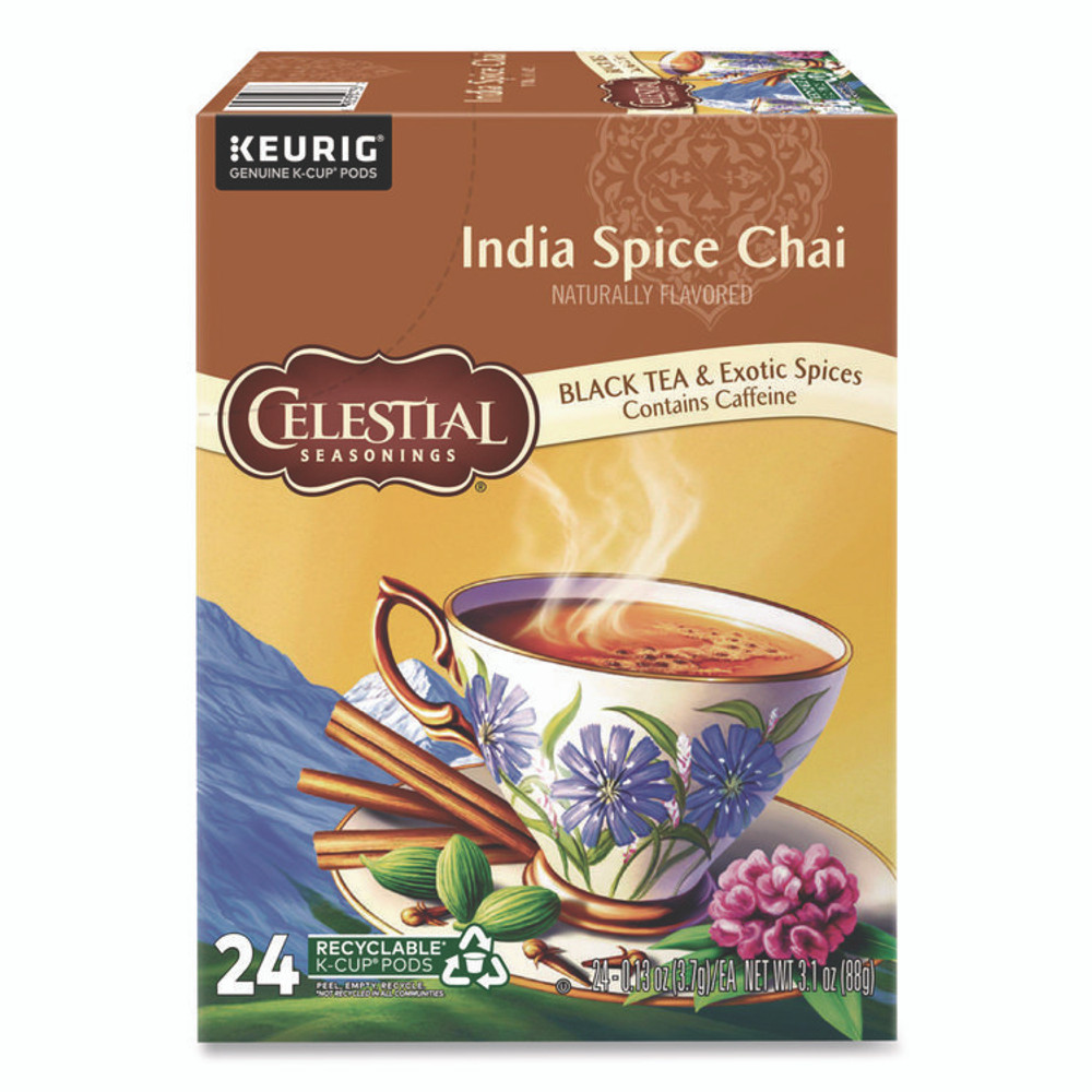 KEURIG DR PEPPER Celestial Seasonings® 14738 India Spice Chai Tea K-Cups, 24/Box