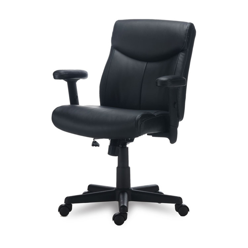 ALERA HH42B19 Alera Harthope Leather Task Chair, Supports Up to 275 lb, Black Seat/Back, Black Base