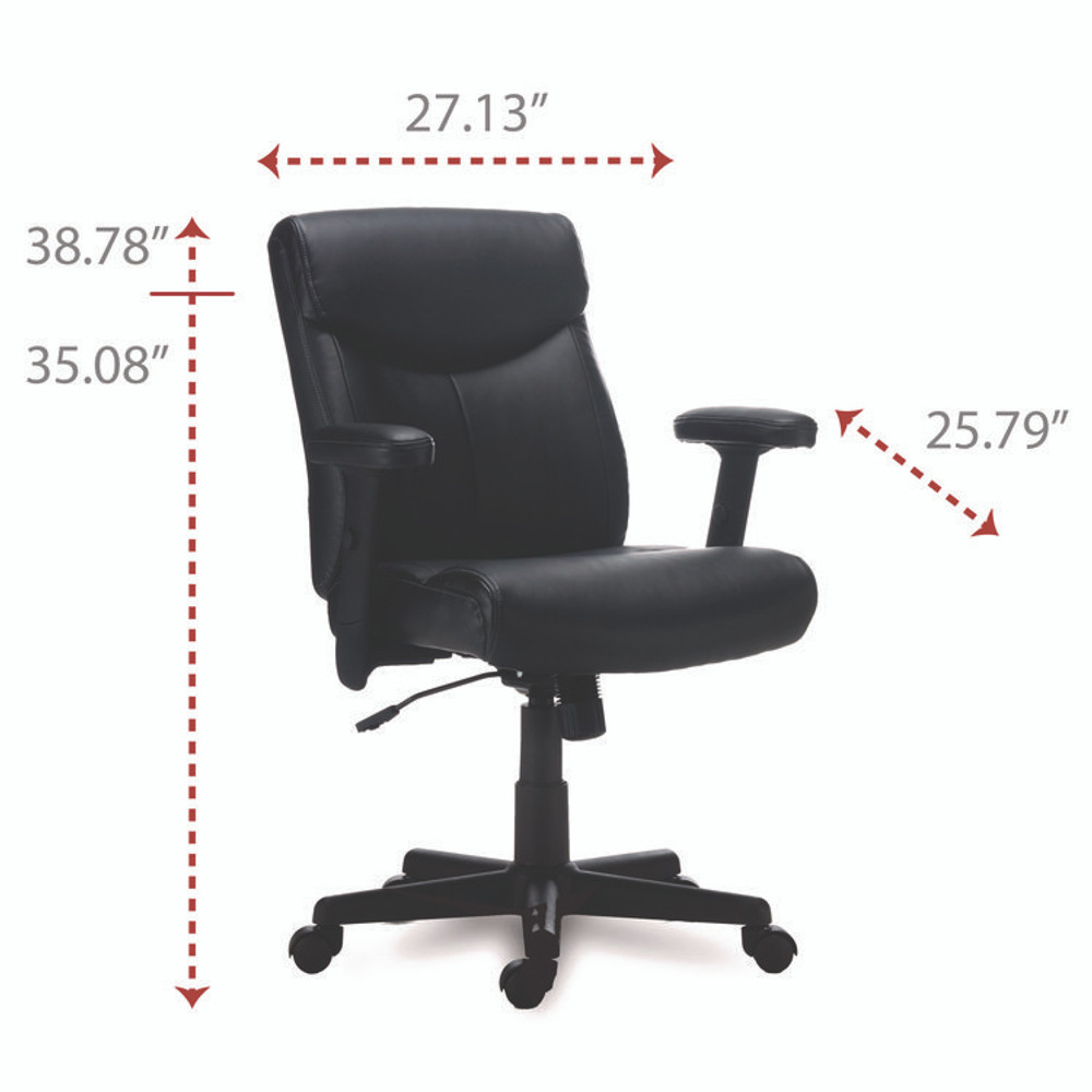 ALERA HH42B19 Alera Harthope Leather Task Chair, Supports Up to 275 lb, Black Seat/Back, Black Base