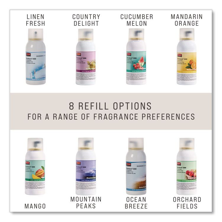 RUBBERMAID COMMERCIAL PROD. 4012571 Microburst 3000 Refill, Mountain Peaks, 2 oz Aerosol Spray, 12/Carton