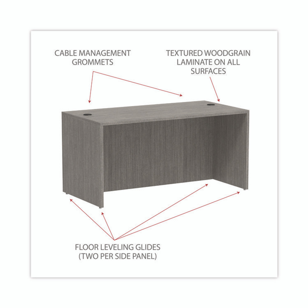 ALERA VA216030GY Alera Valencia Series Straight Front Desk Shell, 59.13" x 29.5" x 29.63", Gray