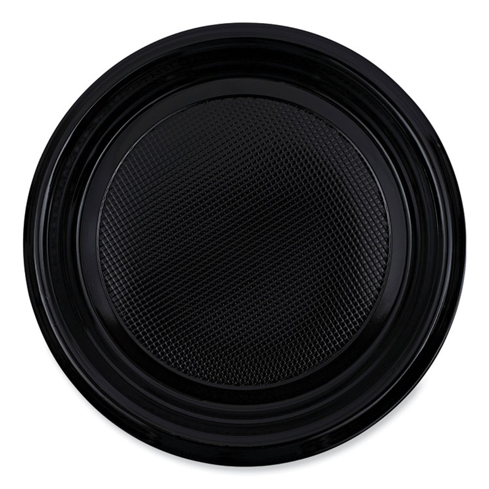 BOARDWALK PLTHIPS9BL Hi-Impact Plastic Dinnerware, Plate, 9" dia, Black, 500/Carton