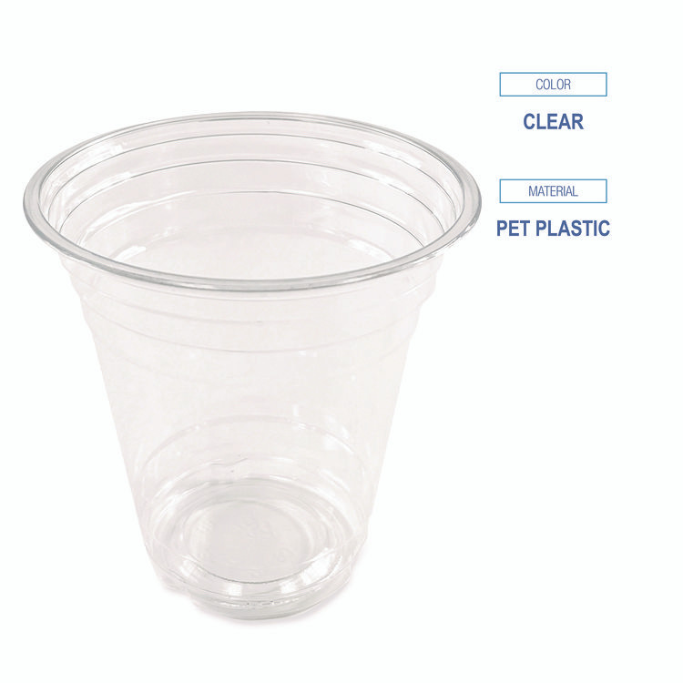 BOARDWALK PET12S Clear Plastic PET Cups, Squat, 12 oz, 1,000/Carton