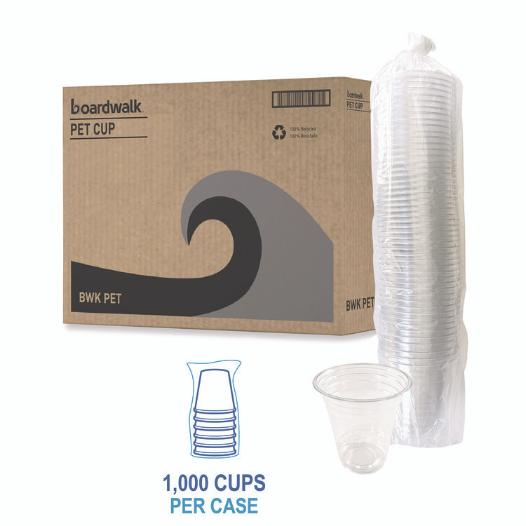 BOARDWALK PET12S Clear Plastic PET Cups, Squat, 12 oz, 1,000/Carton