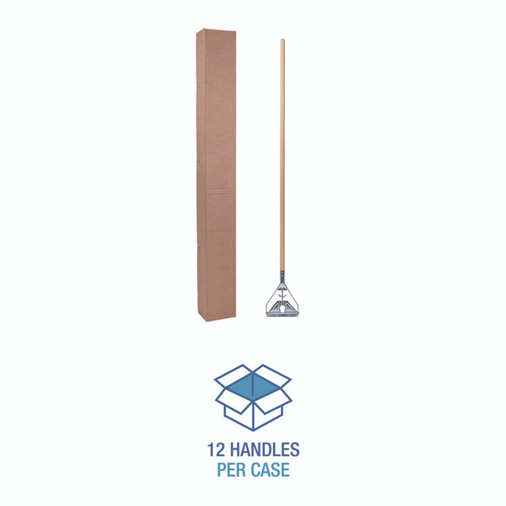 BOARDWALK 605 Quick Change Metal Head Mop Handle for No. 20 and Up Heads, 62" Wood Handle