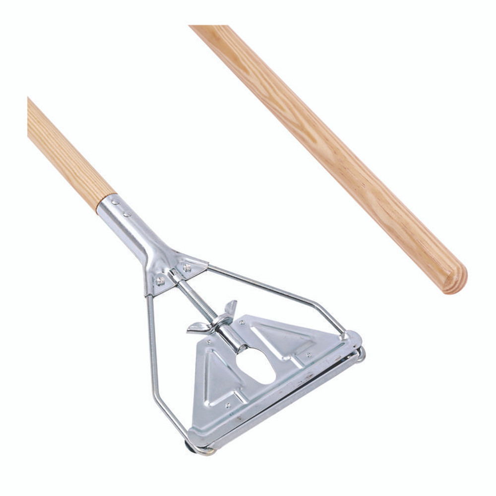 BOARDWALK 605 Quick Change Metal Head Mop Handle for No. 20 and Up Heads, 62" Wood Handle