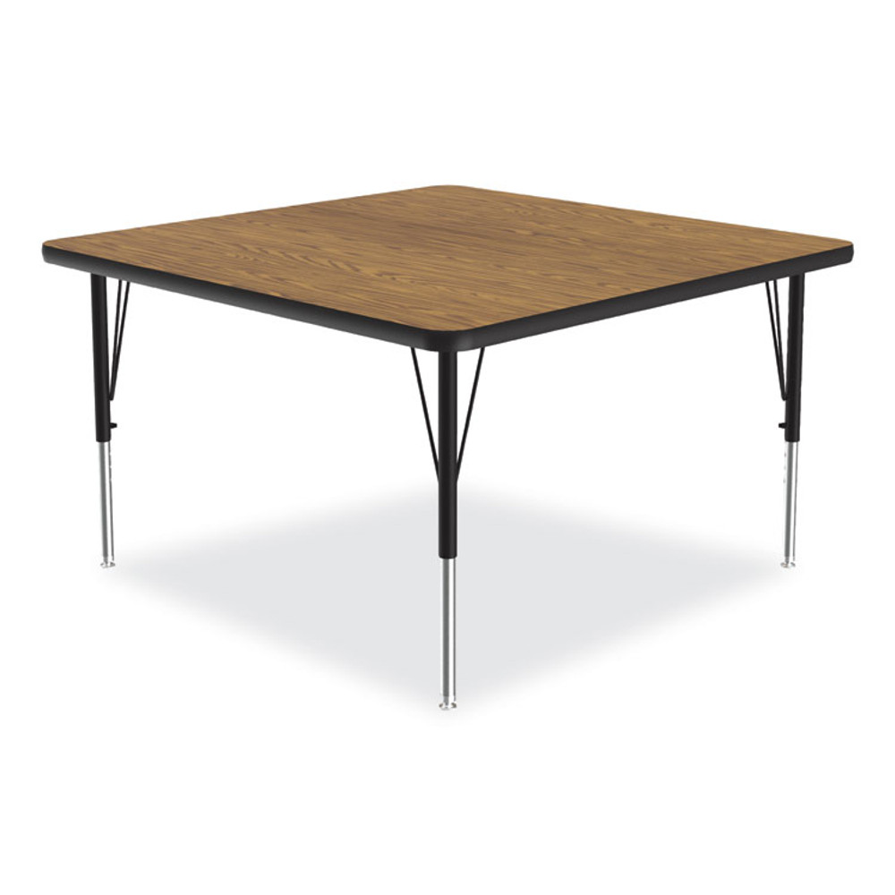 CORRELL, INC. 4848TF0695K4 Adjustable Activity Tables, Square, 48" x 48" x 19" to 29", Medium Oak Top, Black Legs, 4/Pallet