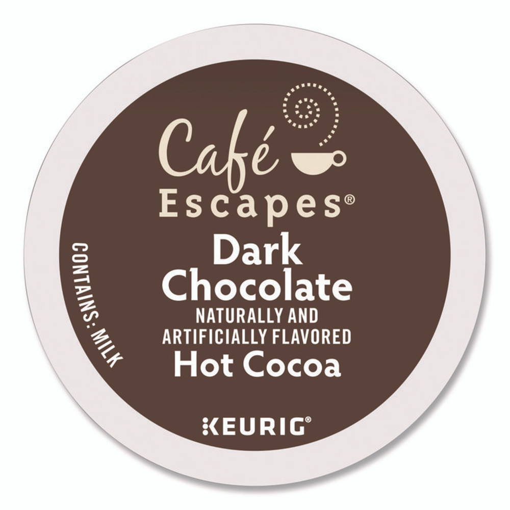KEURIG DR PEPPER Café Escapes® 6802 Cafe Escapes Dark Chocolate Hot Cocoa K-Cups, 24/Box