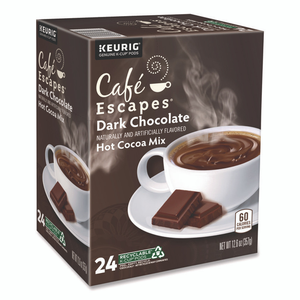 KEURIG DR PEPPER Café Escapes® 6802 Cafe Escapes Dark Chocolate Hot Cocoa K-Cups, 24/Box