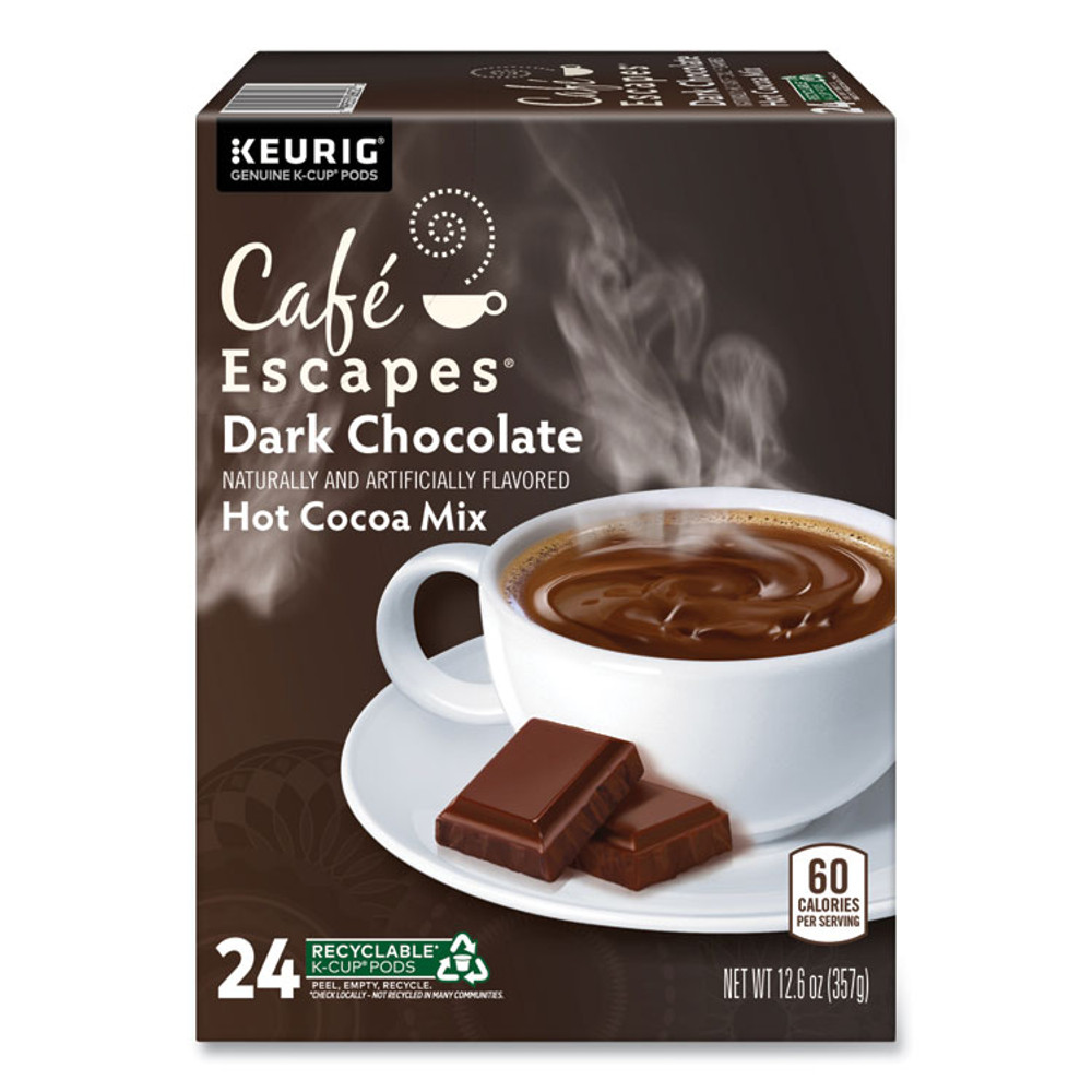 KEURIG DR PEPPER Café Escapes® 6802 Cafe Escapes Dark Chocolate Hot Cocoa K-Cups, 24/Box