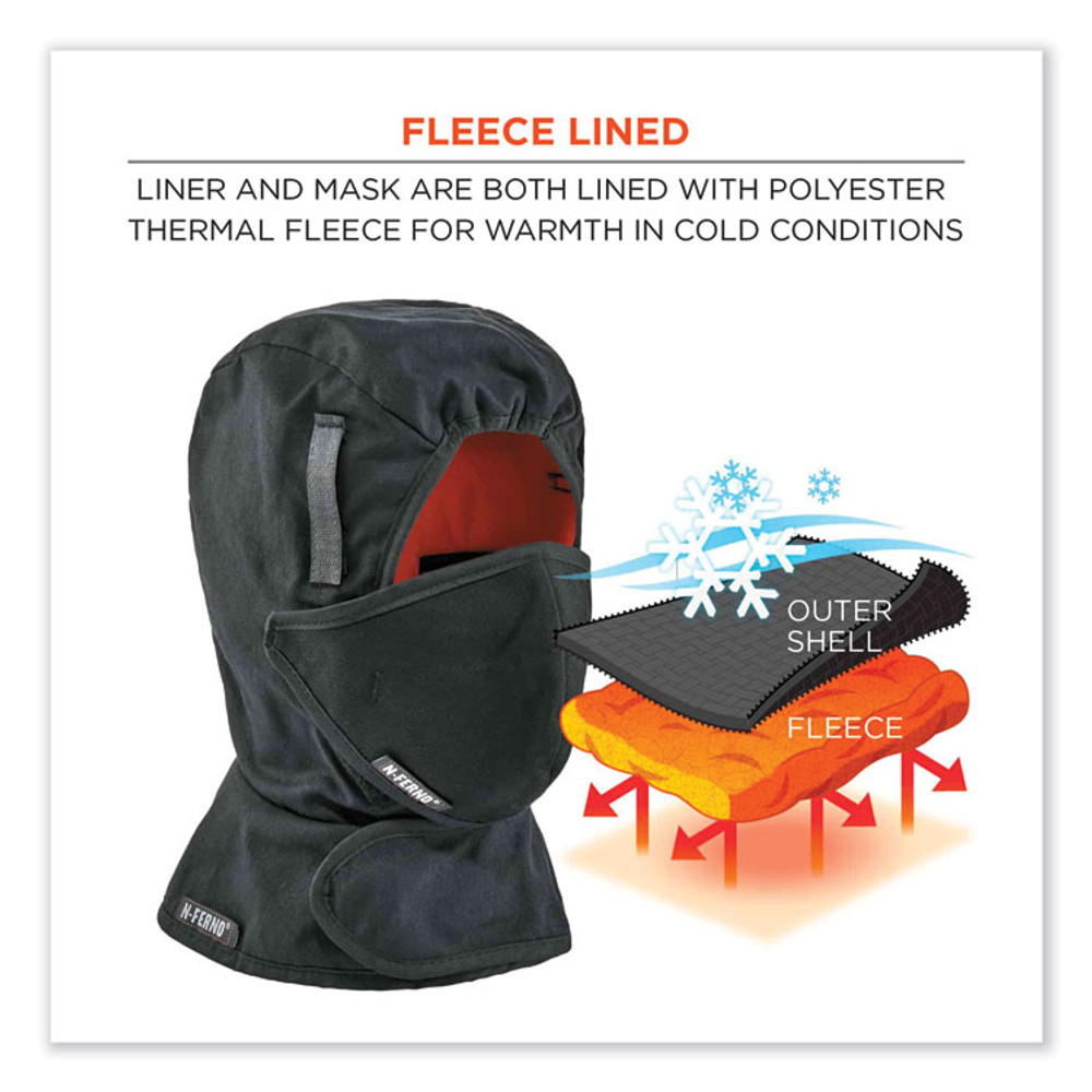 TENACIOUS HOLDINGS, INC. ergodyne® 16871 N-Ferno 6871 2-Layer Winter Liner + Mouthpiece Kit, Fleece/Cotton, One Size Fits Most, Black
