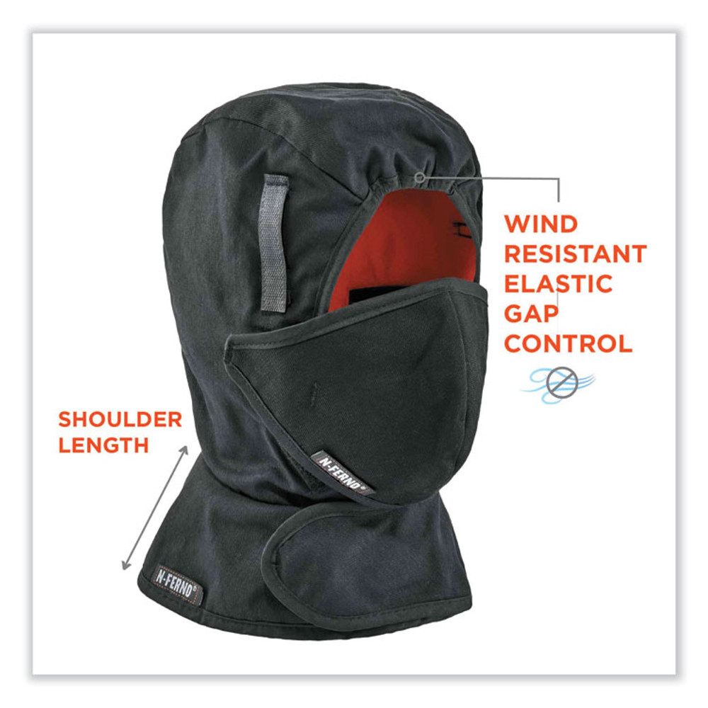 TENACIOUS HOLDINGS, INC. ergodyne® 16871 N-Ferno 6871 2-Layer Winter Liner + Mouthpiece Kit, Fleece/Cotton, One Size Fits Most, Black