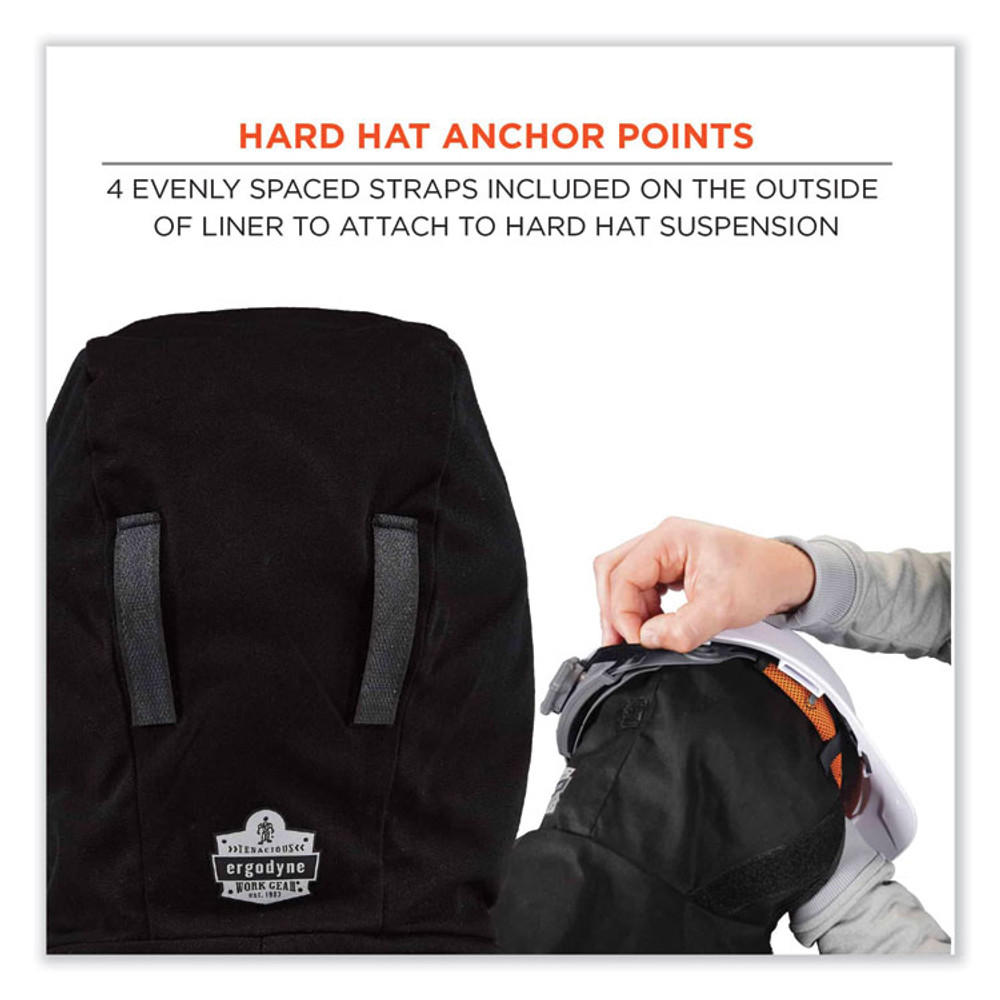 TENACIOUS HOLDINGS, INC. ergodyne® 16871 N-Ferno 6871 2-Layer Winter Liner + Mouthpiece Kit, Fleece/Cotton, One Size Fits Most, Black