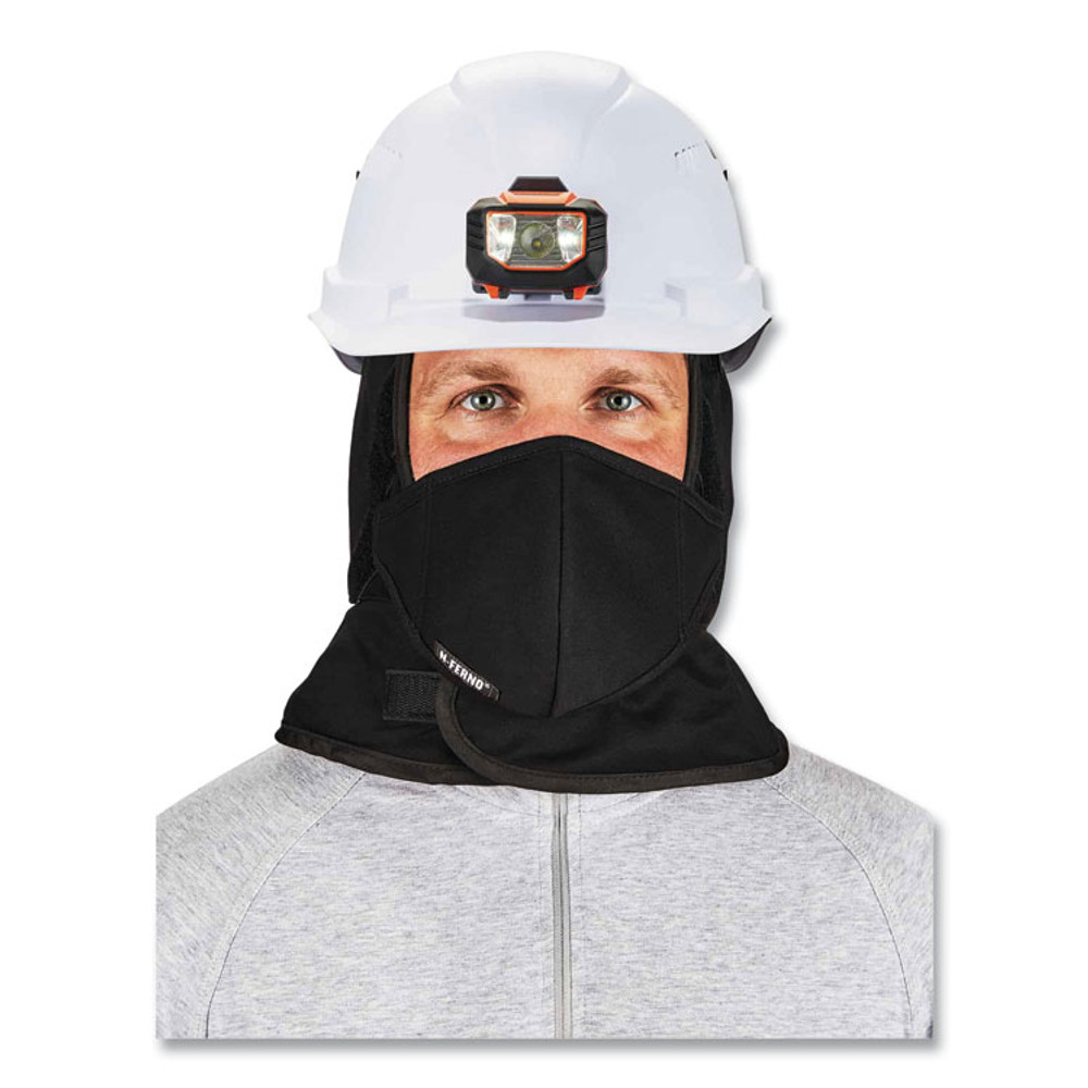 TENACIOUS HOLDINGS, INC. ergodyne® 16871 N-Ferno 6871 2-Layer Winter Liner + Mouthpiece Kit, Fleece/Cotton, One Size Fits Most, Black