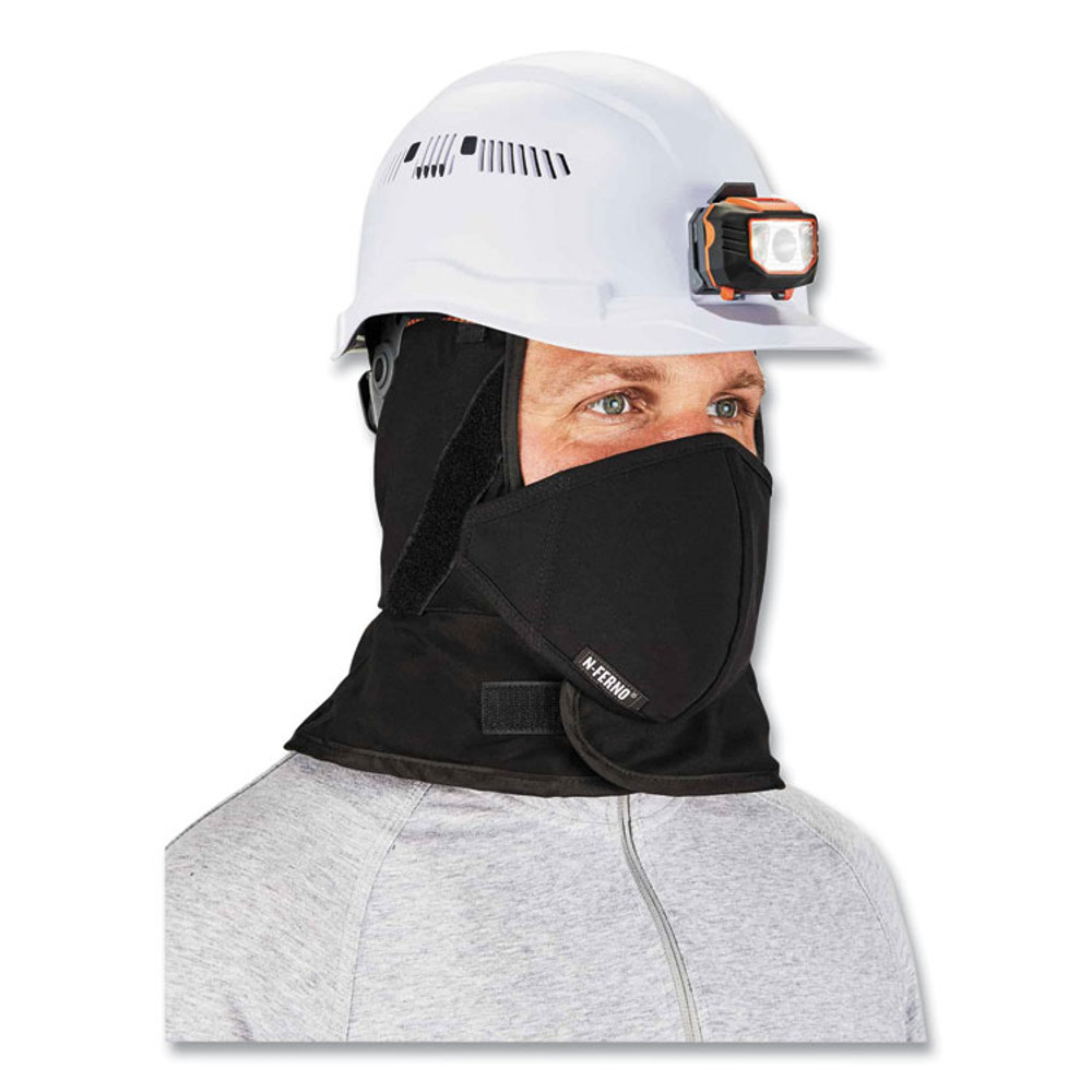TENACIOUS HOLDINGS, INC. ergodyne® 16871 N-Ferno 6871 2-Layer Winter Liner + Mouthpiece Kit, Fleece/Cotton, One Size Fits Most, Black