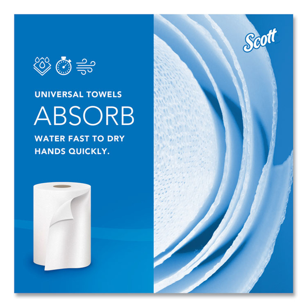 KIMBERLY-CLARK PROFESSIONAL Scott® 01040 Essential Hard Roll Towels for Business, Absorbency Pockets, 1-Ply, 8" x 800 ft, 1.5" Core, White, 12 Rolls/Carton