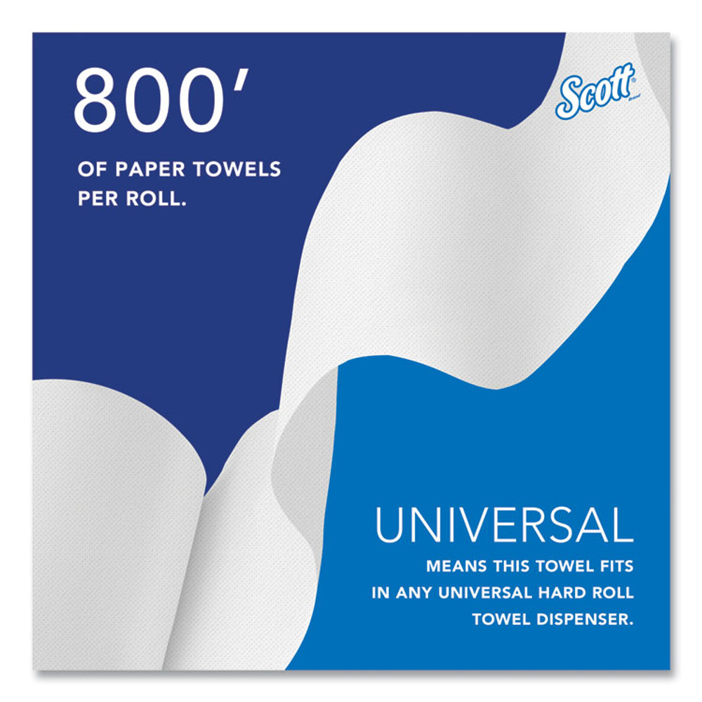KIMBERLY-CLARK PROFESSIONAL Scott® 01040 Essential Hard Roll Towels for Business, Absorbency Pockets, 1-Ply, 8" x 800 ft, 1.5" Core, White, 12 Rolls/Carton