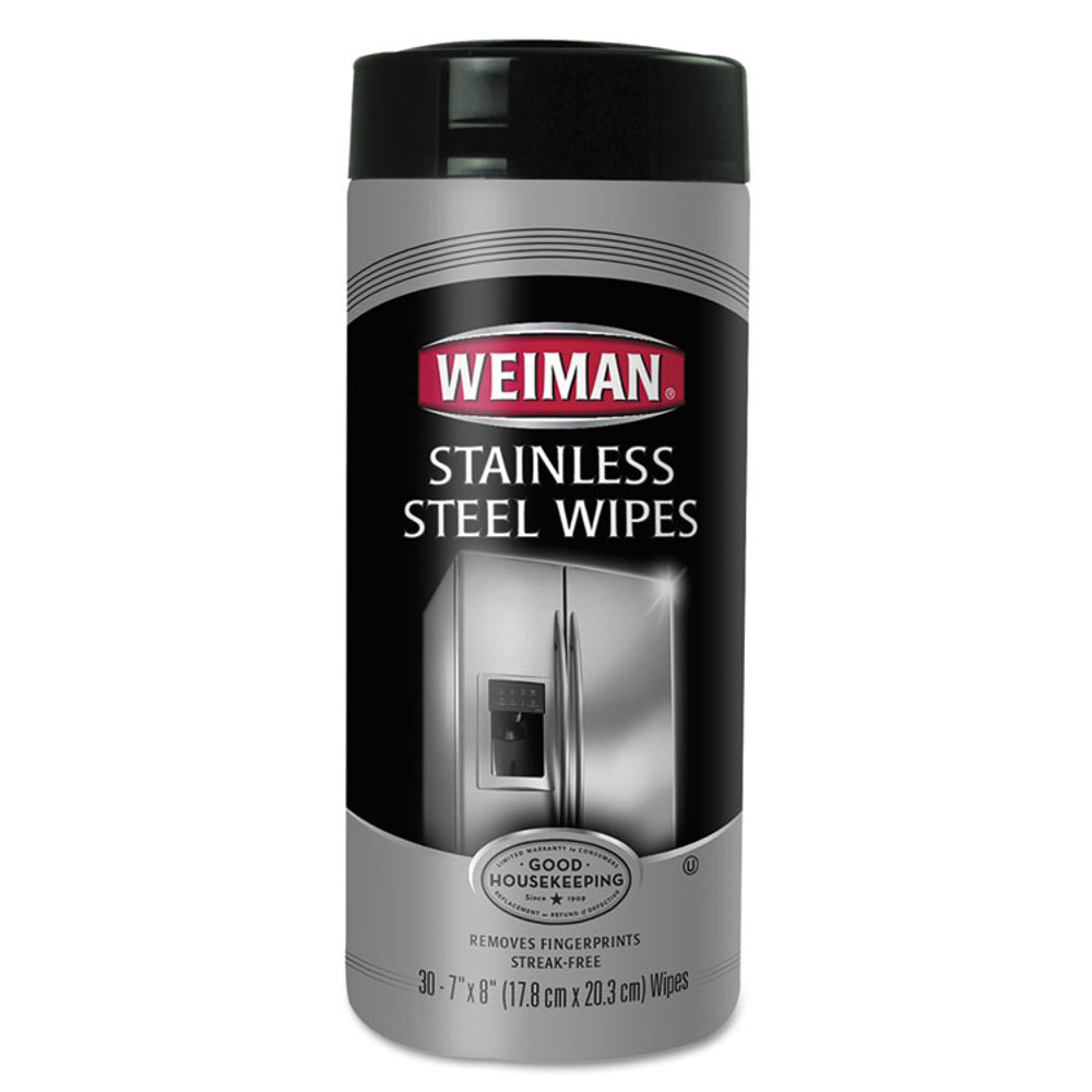 WEIMAN 92CT Stainless Steel Wipes, 1-Ply, 7 x 8, White, 30/Canister, 4 Canisters/Carton