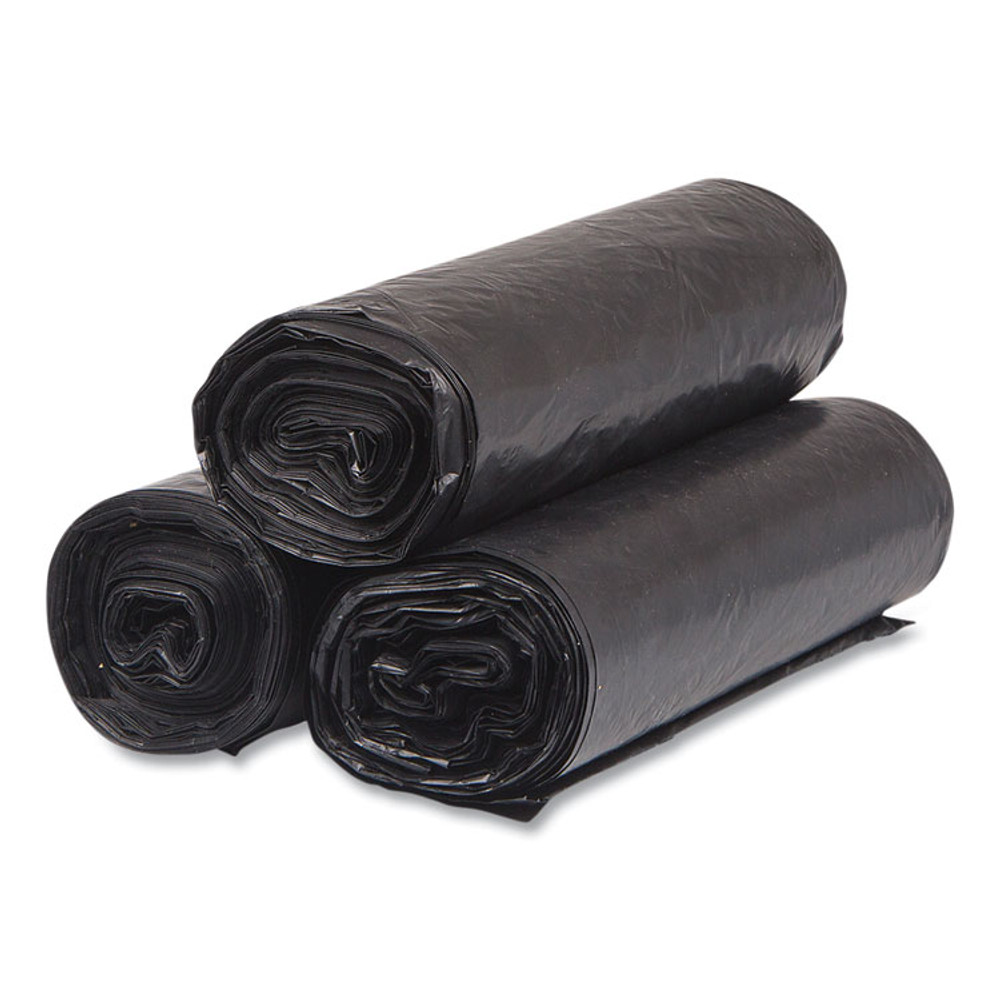 INTEGRATED BAGGING SYSTEMS Inteplast Group S334016K High-Density Commercial Can Liners, 33 gal, 16 mic, 33" x 40", Black, Interleaved Roll, 25 Bags/Roll, 10 Rolls/Carton