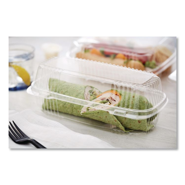 PACTIV EVERGREEN CORPORATION YCI81049 ClearView SmartLock Hinged Lid Container, Hoagie Container, 27 oz, 9.3 x 4.5 x 3, Clear, Plastic, 250/Carton