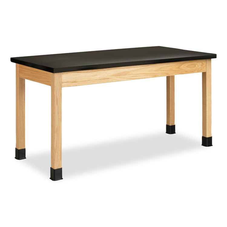 DIVERSIFIED WOODCRAFTS, INC. Spaces™ P7146K30N Classroom Science Table, 60w x 30d x 30h, Black Epoxy Resin Top, Oak Base