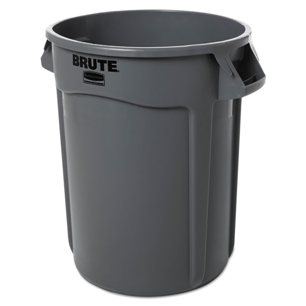 RUBBERMAID COMMERCIAL PROD. 263200GY Vented Round Brute Container, 32 gal, Plastic, Gray