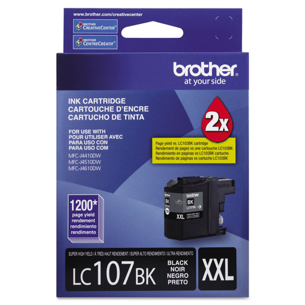 BROTHER INTL. CORP. LC107BK LC107BK Innobella Super High-Yield Ink, 1,200 Page-Yield, Black