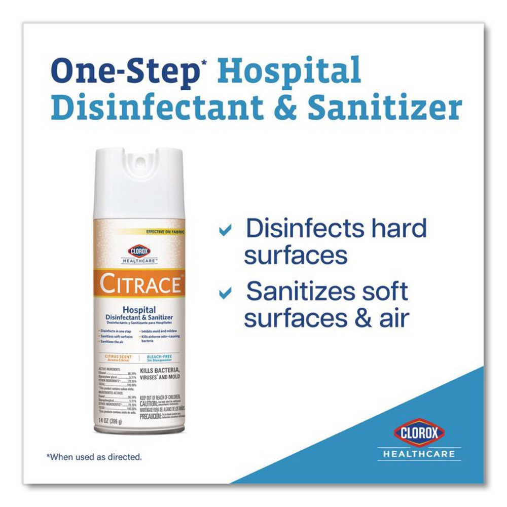 CLOROX SALES CO. Healthcare® 49100 Citrace Hospital Disinfectant and Sanitizer, Citrus, 14 oz Aerosol Spray, 12/Carton