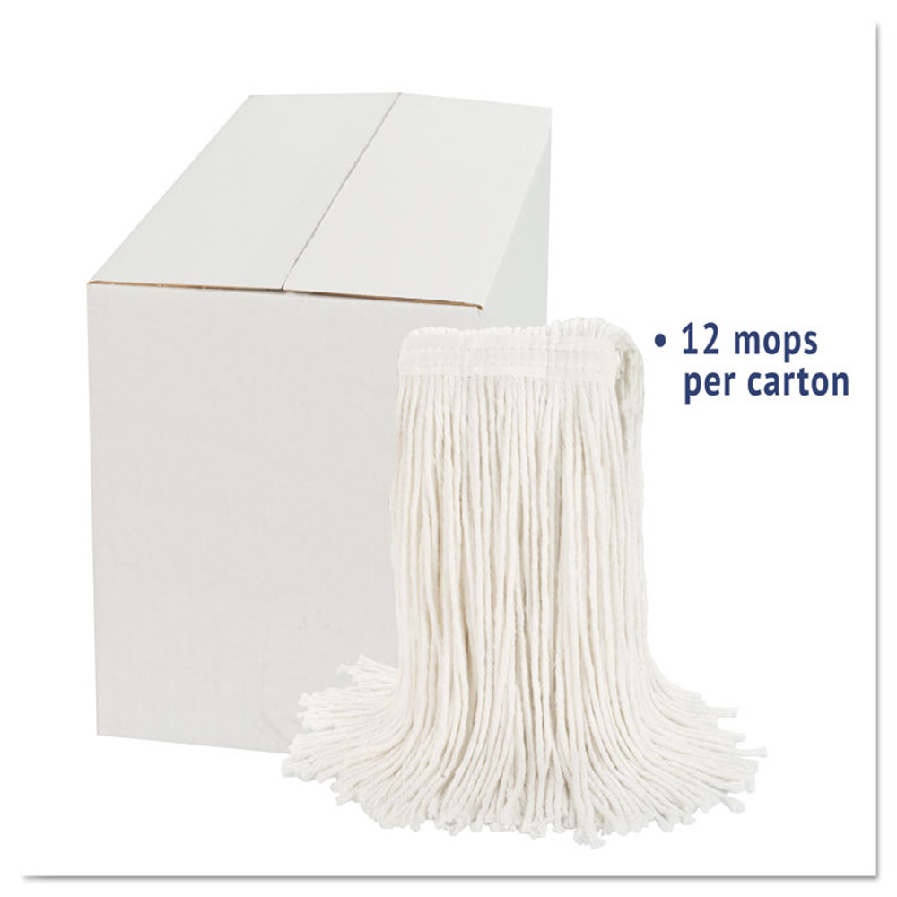 BOARDWALK 2020RCT Cut-End Wet Mop Head, Rayon, No. 20, White, 12/Carton