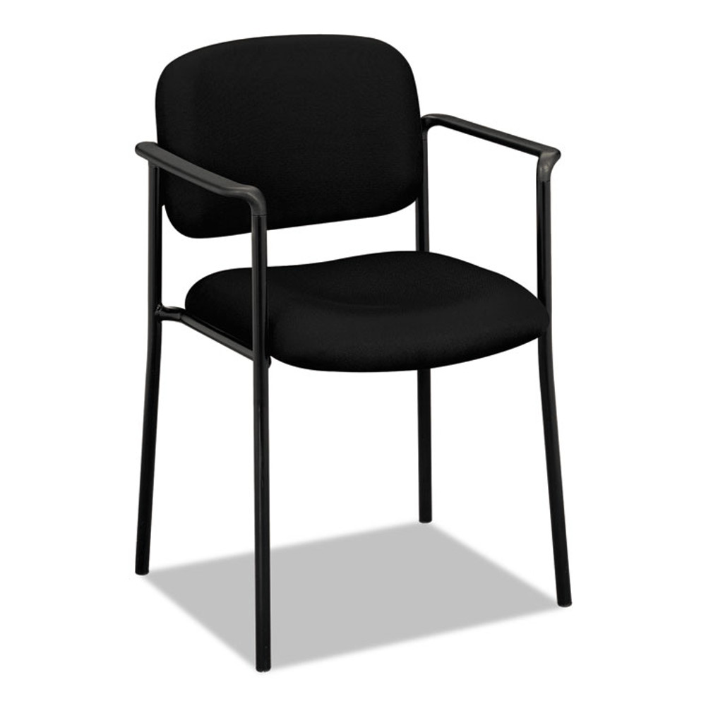 HON COMPANY VL616VA10 VL616 Stacking Guest Chair with Arms, Fabric Upholstery, 23.25" x 21" x 32.75", Black Seat, Black Back, Black Base