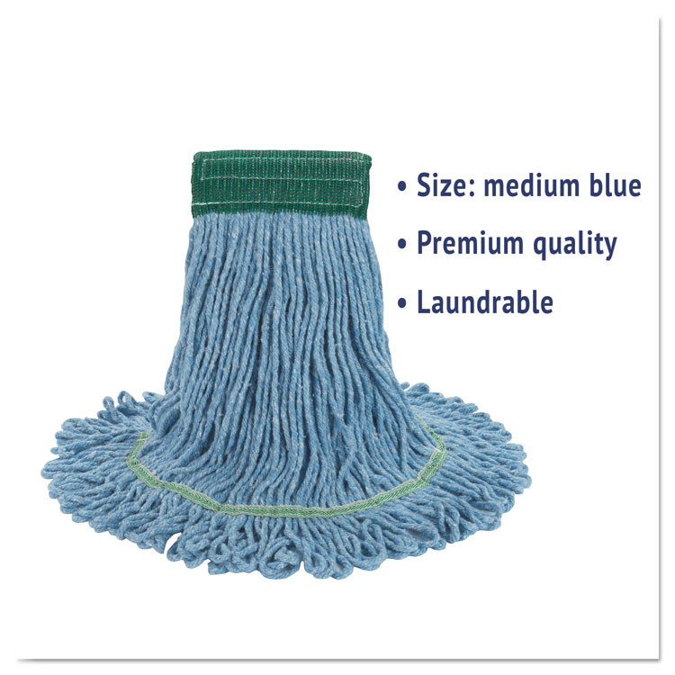 BOARDWALK 502BLEA Super Loop Wet Mop Head, Cotton/Synthetic Fiber, 5" Headband, Medium Size, Blue