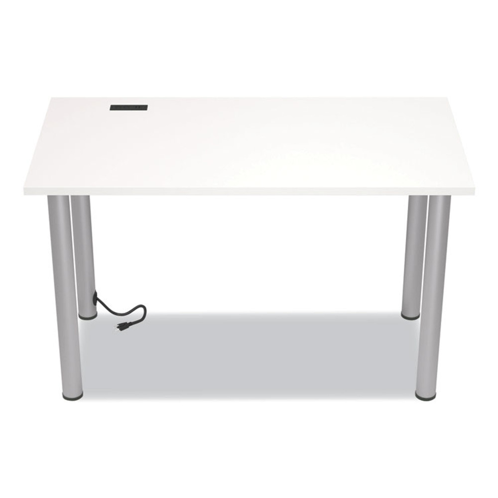 UNION & SCALE 24398970 Essentials Writing Table-Desk with Integrated Power Management, 47.5" x 23.7" x 28.8", White/Aluminum
