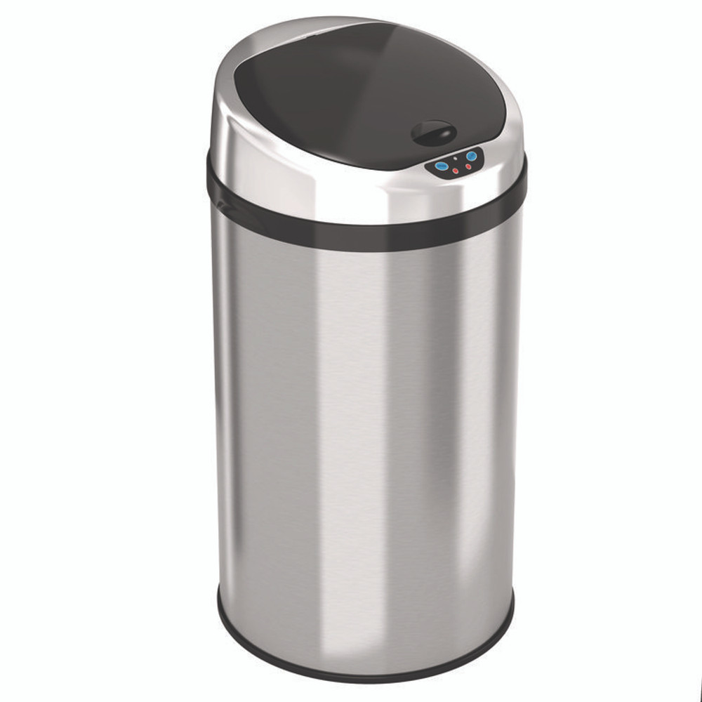 HLS COMMERCIAL HLS08RCB Sensor Trash Can, 8 gal, Plastic/Stainless Steel, Silver