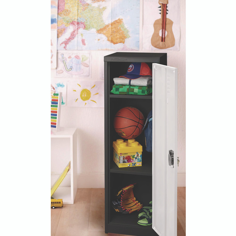ADIROFFICE I62901BW Steel Storage Locker, 1 Compartment, 15 x 15 x 48, Black Body/White Doors