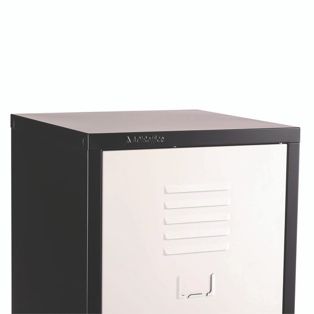 ADIROFFICE I62901BW Steel Storage Locker, 1 Compartment, 15 x 15 x 48, Black Body/White Doors