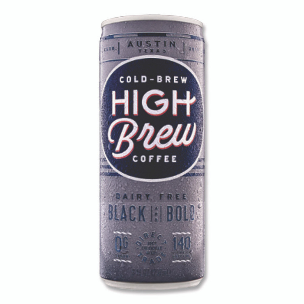 HIGH BREW COFFEE 00504 Cold Brew Coffee + Protein, Black and Bold, 8 oz Can, 12/Pack
