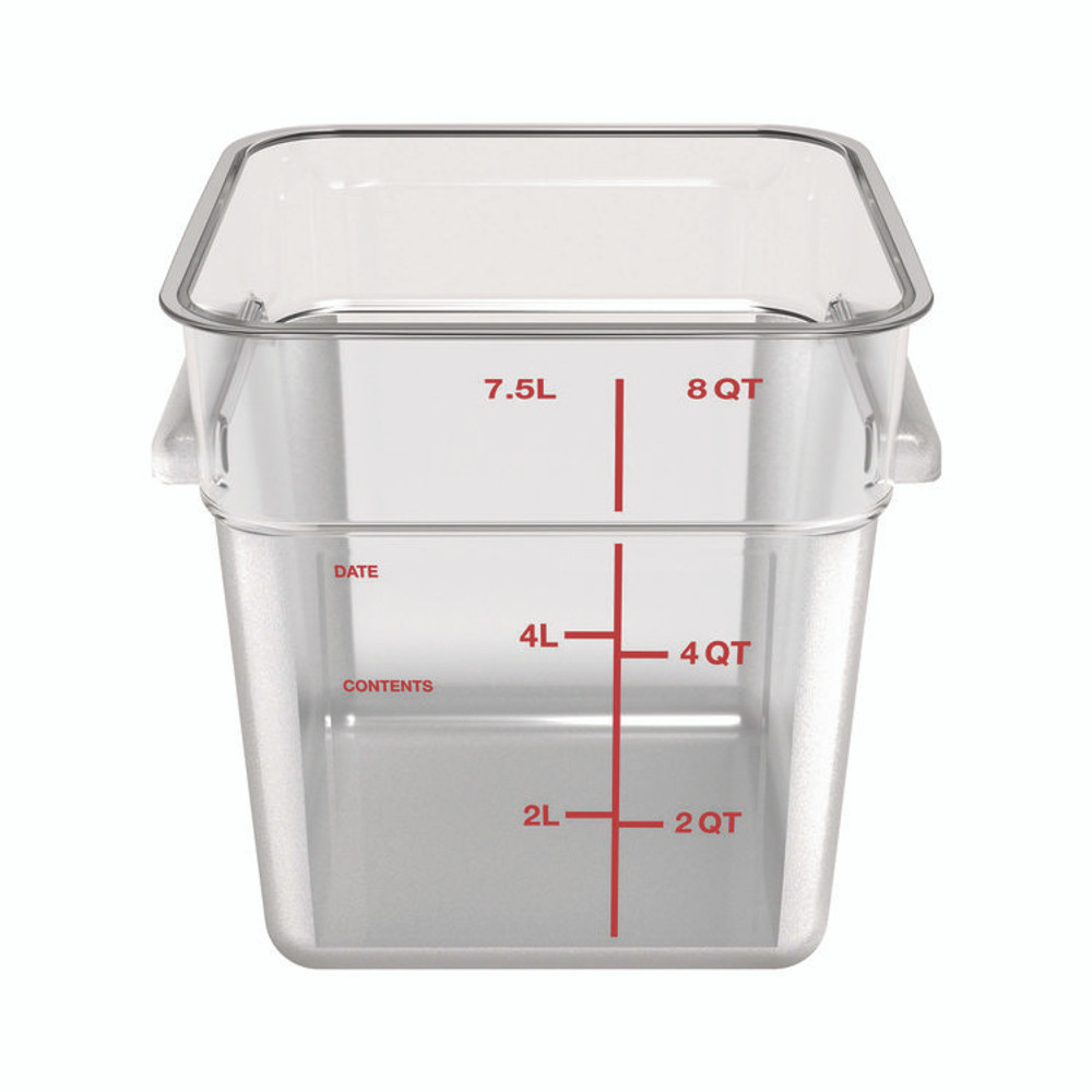 CFS BRANDS Carlisle 1195307 Squares Polycarbonate Food Storage Container, 8 qt, 8.75 x 8.75 x 9, Clear, Plastic