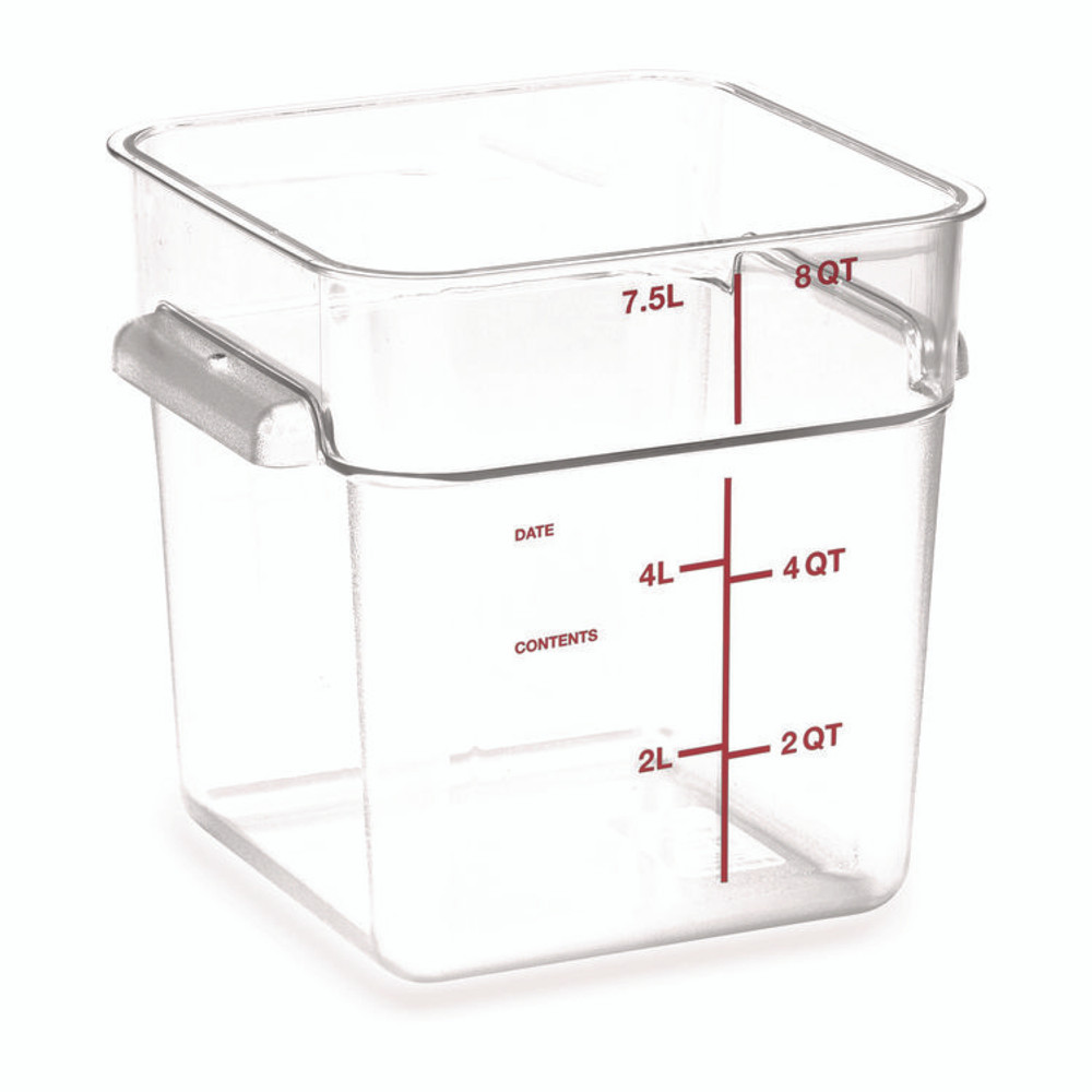 CFS BRANDS Carlisle 1195307 Squares Polycarbonate Food Storage Container, 8 qt, 8.75 x 8.75 x 9, Clear, Plastic